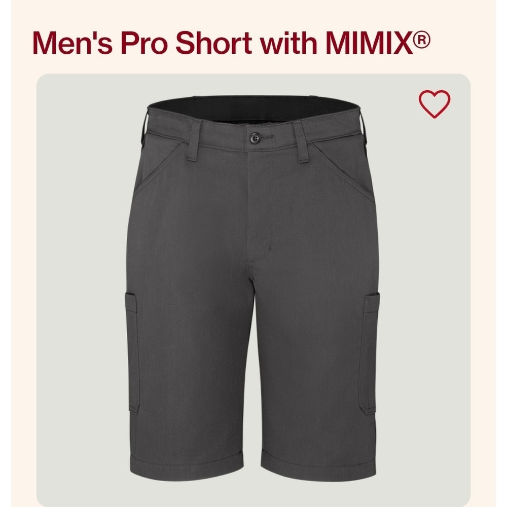 Red Kap Mens Pro Short with MIMIX Cargo Charcoal Grey Work Shorts W44/L12